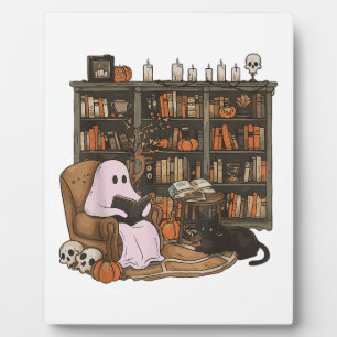Geist Lesebuch Katzenliebhaber Halloween Fotoplatte