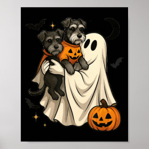 Geist Miniaturschnauzer Hund Halloween Poster