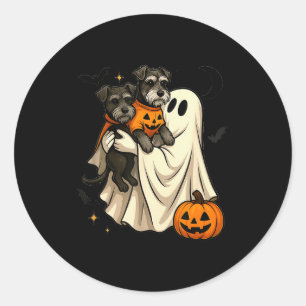 Geist Miniaturschnauzer Hund Halloween Runder Aufkleber