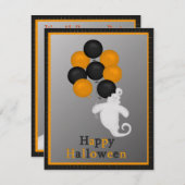 Geist mit Balloons Halloween-Party Einladung (Vorne/Hinten)