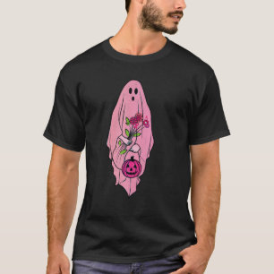 Geist mit Blumen rosa Band Brustkrebs T-Shirt