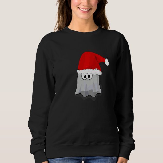 Geist mit einem Weihnachtsmannhut Lustiger Grusel- Sweatshirt (Vorderseite)