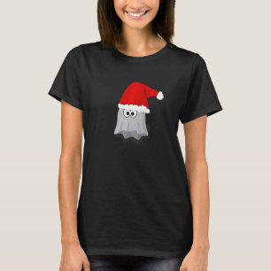 Geist mit einem Weihnachtsmannhut Lustiger Grusel- T-Shirt