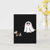 Geist mit gehendem Hund Halloween Karte (Gelbe Blume)