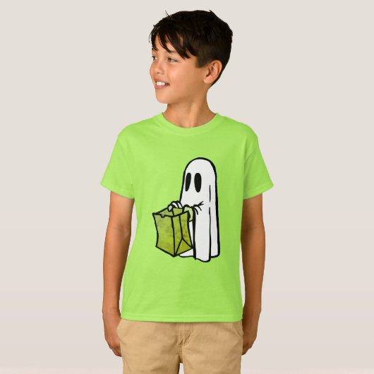 Geist mit Green Bag Trick oder Behandlung T-Shirt (Vorne ganz)