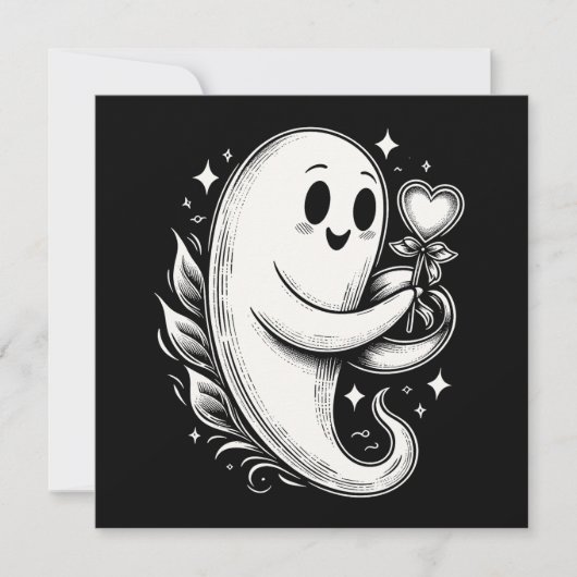 Geist mit Herz Niedliche Spooky Valentine Karte (Vorderseite)