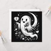 Geist mit Herz und Rose Niedlich Spooky Valentine Karte (Vorderseite/Rückseite Beispiel)