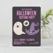 Geist mit HexenHalloween-Kostüm-Party Einladung (Stehend Vorderseite)
