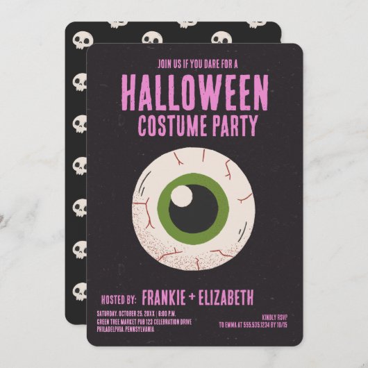 Geist mit HexenHalloween-Kostüm-Party Einladung (Vorne/Hinten)