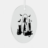 Geist mit katzenHalloween-Baum Ornament Aus Metall (Vorderseite Rechts)