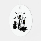 Geist mit katzenHalloween-Baum Ornament Aus Metall (Vorderseite links)