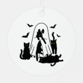 Geist mit katzenHalloween-Baum Ornament Aus Metall (Rückseite)