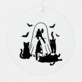 Geist mit katzenHalloween-Baum Ornament Aus Metall (Vorderseite)