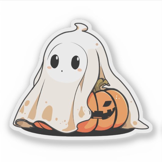 Geist mit Kürbisaufkleber Aufkleber (Vorderseite)