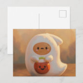 Geist mit Kürbiskeimer Halloween Postkarte (Vorne/Hinten)