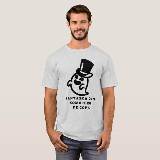 Geist mit oberem Hut und spanischem Text T-Shirt (Vorne ganz)