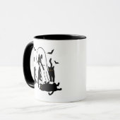 Geist mit schwarzen Katzen Halloween Tasse (Vorderseite Links)