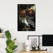 Geist mit schwarzer Katze auf Toilettendruck, dunk Poster (Heimbüro)