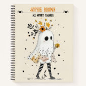 Geist mit Sonnenblumen & Name Whimsical Halloween Notizblock (Vorderseite)