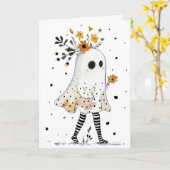 Geist mit Sonnenblumen Whimsical Happy Halloween Karte (Gelbe Blume)