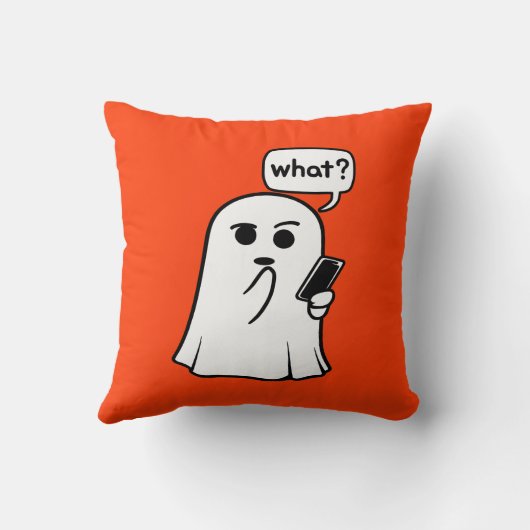 Geist mit Telefon "Was?" Dekokissen (Rückseite)