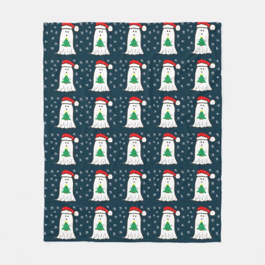 Geist mit Weihnachtsbaum Fleecedecke (Vorderseite)