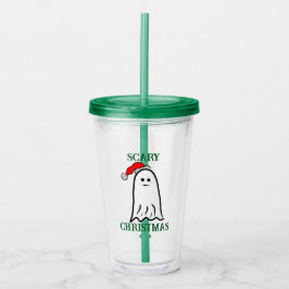 Geist mit Weihnachtsmannmütze Acryltrinkbecher