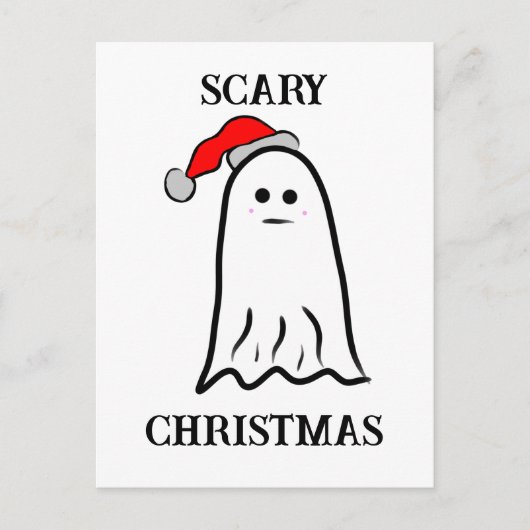 Geist mit Weihnachtsmannmütze Postkarte (Vorderseite)
