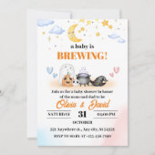 Geist, Moonlit Sky, Whimsical Halloween Baby Dusch Einladung (Vorderseite)