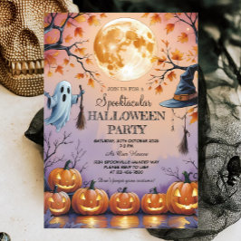Geist, Pumpkins und Vollmond Spooktacular Hallowee Einladung