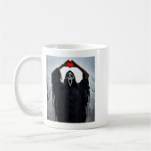 Geist rote Herz Hände Y Gesicht Halloween Valentin Kaffeetasse (Links)