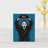 Geist rote Herz Hände Y Gesicht Halloween Valentin Karte (Gelbe Blume)