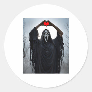 Geist rotes Herz Hände Y Gesicht Halloween Valenti Runder Aufkleber