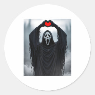 Geist rotes Herz Hände Y Gesicht Halloween Valenti Runder Aufkleber
