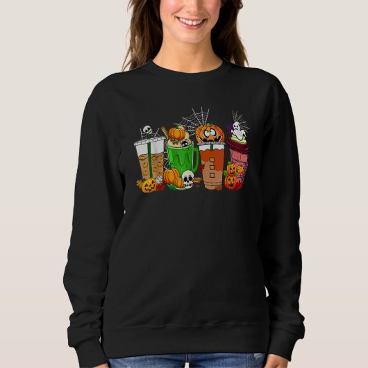 Geist-Schädel-Kürbis-Gewürz-Kaffee Halloween-Kaffe Sweatshirt (Vorderseite)