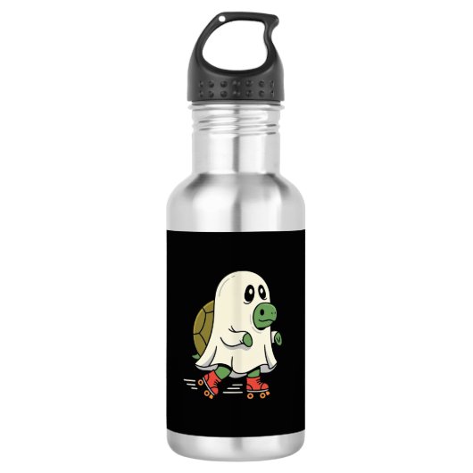 Geist Schildkröte Rollschuhe Halloween Design_1 Edelstahlflasche (Vorderseite)