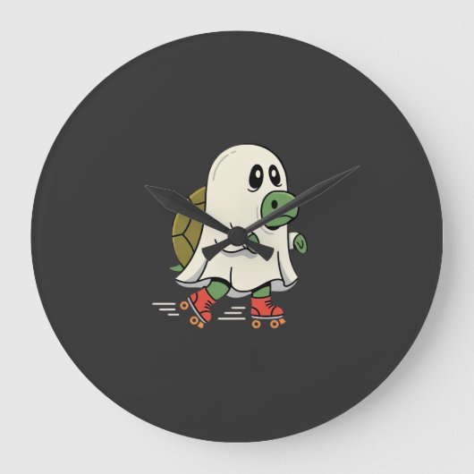 Geist Schildkröte Rollschuhe Halloween Design_1 Große Wanduhr (Vorderseite)