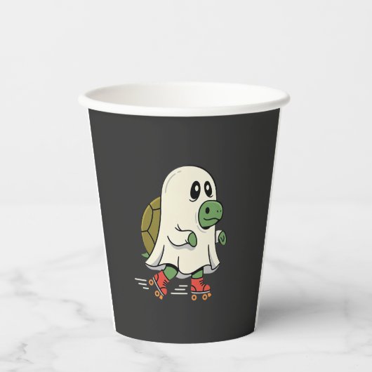 Geist Schildkröte Rollschuhe Halloween Design_1 Pappbecher (Vorderseite)