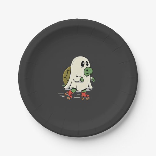 Geist Schildkröte Rollschuhe Halloween Design_1 Pappteller (Vorderseite)