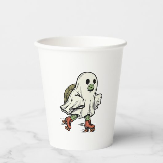 Geist Schildkröte Rollschuhfahren Vintage Hallowee Pappbecher (Vorderseite)