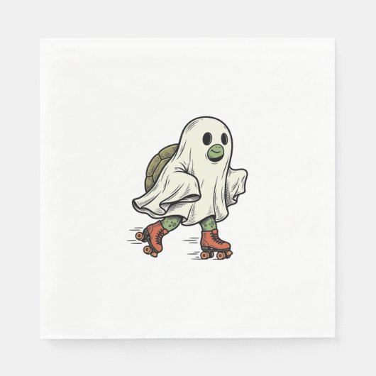 Geist Schildkröte Rollschuhfahren Vintage Hallowee Serviette (Vorderseite)