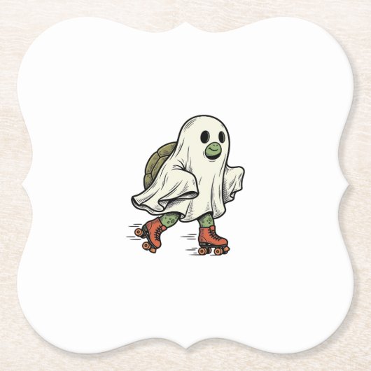 Geist Schildkröte Rollschuhfahren Vintage Hallowee Untersetzer (Vorderseite)