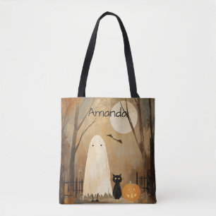 Geist & schwarze Katze Vintage Halloween Tasche