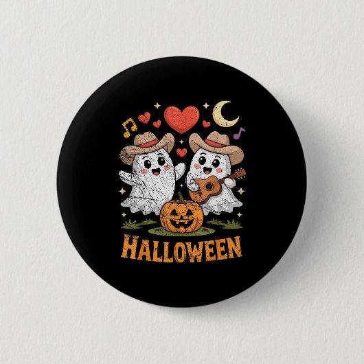 Geist spielt Gitarre für Halloween-Fans Button (Vorderseite)