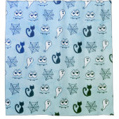 Geist, Spinnennetze und schwarze Katzen Blau Duschvorhang (Vorderseite)