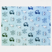 Geist, Spinnennetze und schwarze Katzen Blau Fleecedecke (Vorderseite (Horizontal))