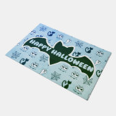 Geist, Spinnennetze und schwarze Katzen Blau Fußmatte (Schrägansicht)