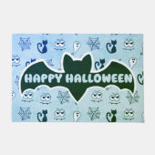 Geist, Spinnennetze und schwarze Katzen Blau Fußmatte (Vorderseite)