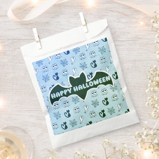 Geist, Spinnennetze und schwarze Katzen Blau Geschenktütchen (Ausgeschnitten)