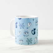 Geist, Spinnennetze und schwarze Katzen Blau Kaffeetasse (Vorderseite Links)